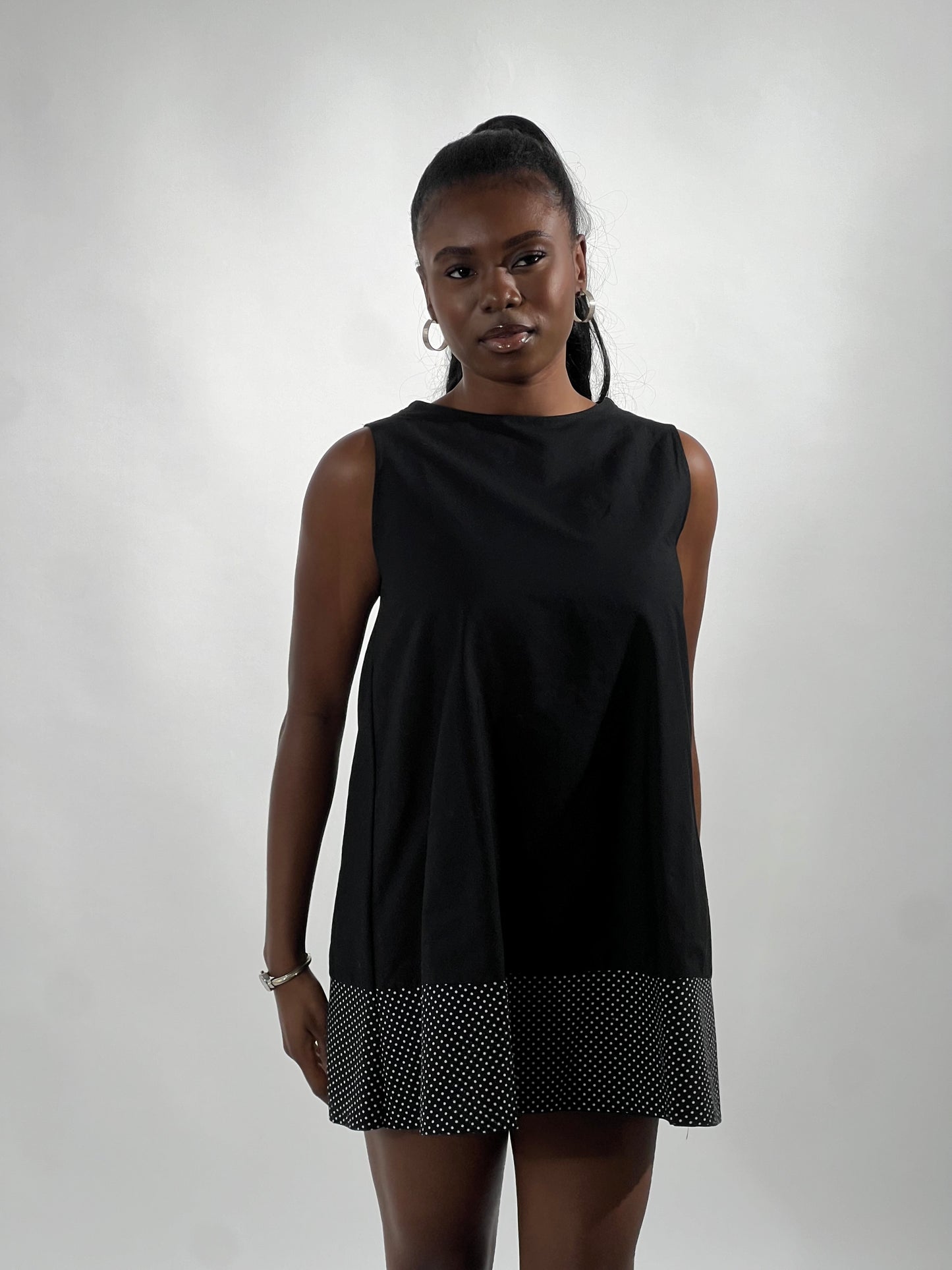 Etta Dress in Black with Contrast Hem