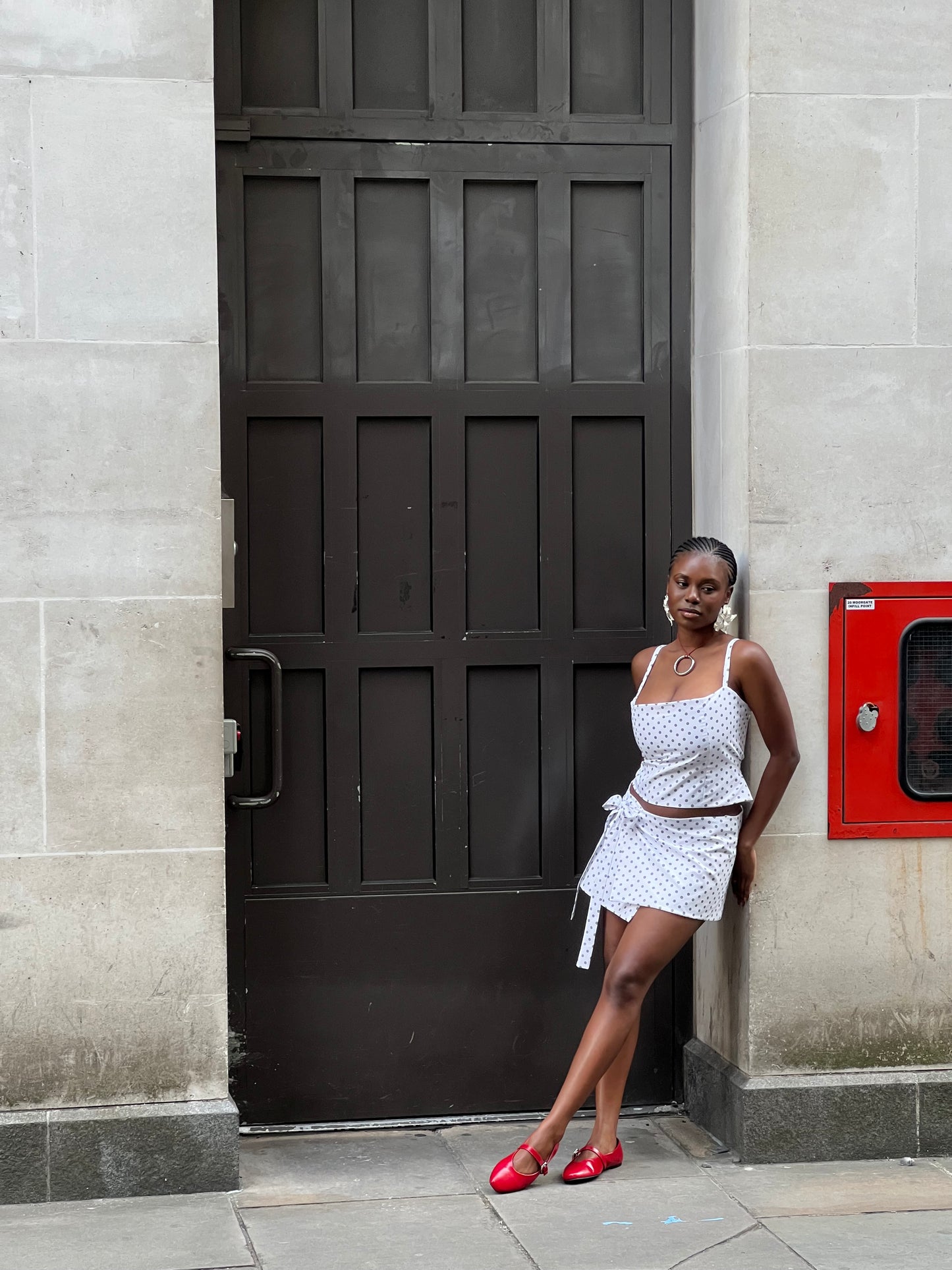 Minna Top in White + Grey