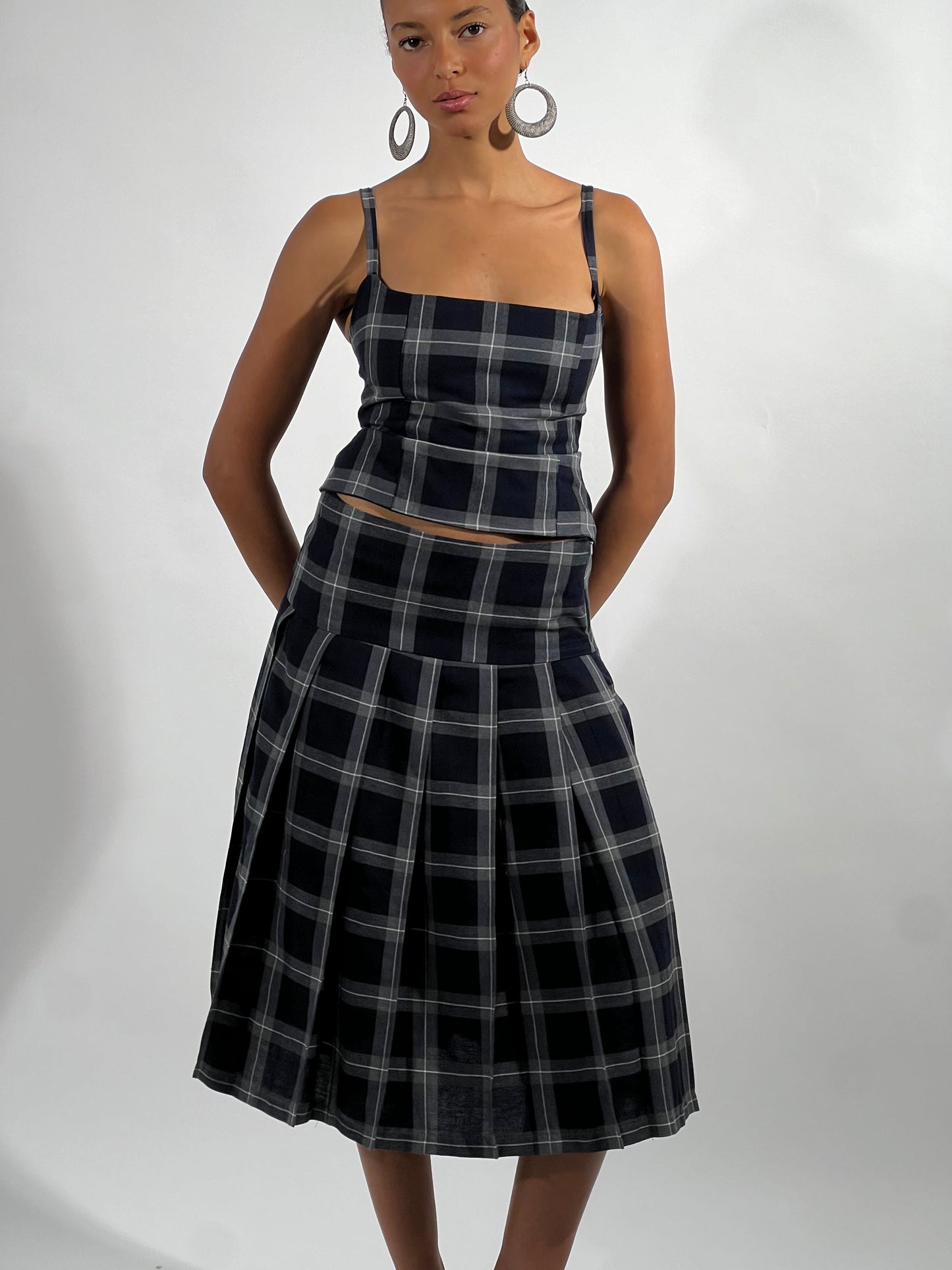 Sienna Skirt in Navy Tartan