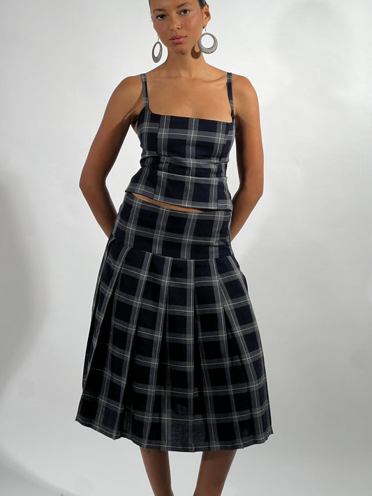 Sienna Skirt in Navy Tartan