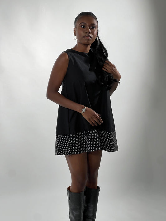 Etta Dress in Black with Contrast Hem
