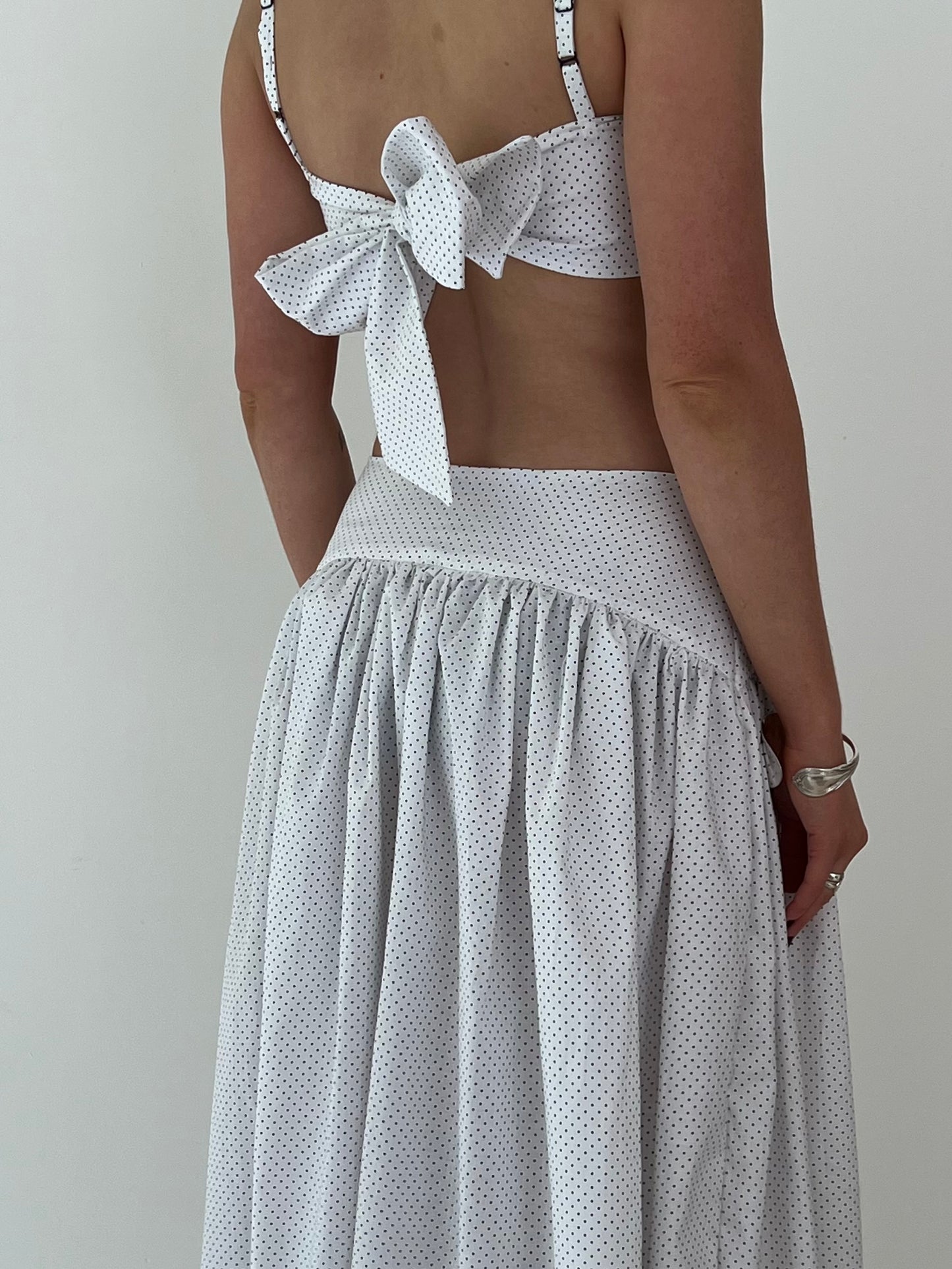 Lola Bow Top Cream + Red