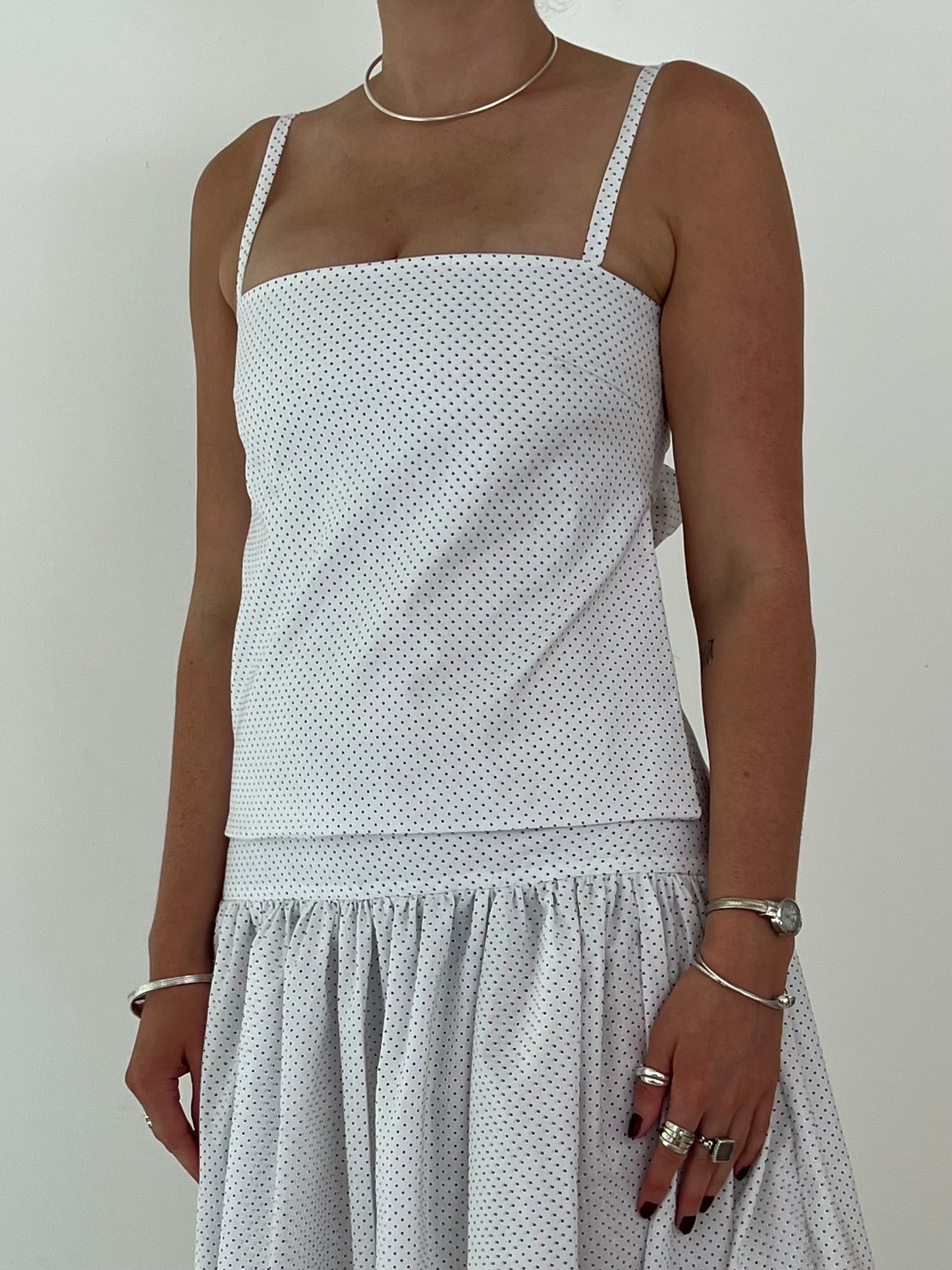 Lola Bow Top Cream + Red